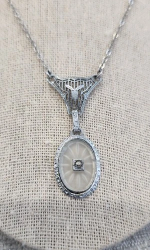 Antique Camphor Glass Necklace Costume Jewelry 20 Inch