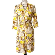 J. McLaughlin Womens Size S Brynn Shirt Dress Catalina Cloth Beige Yellow Belt