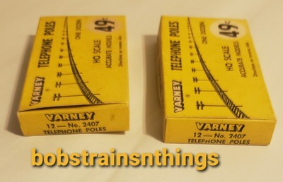 2 Boxes VARNEY HO SCALE Telephone Poles New in Boxes 12 Per Box New Old Stock