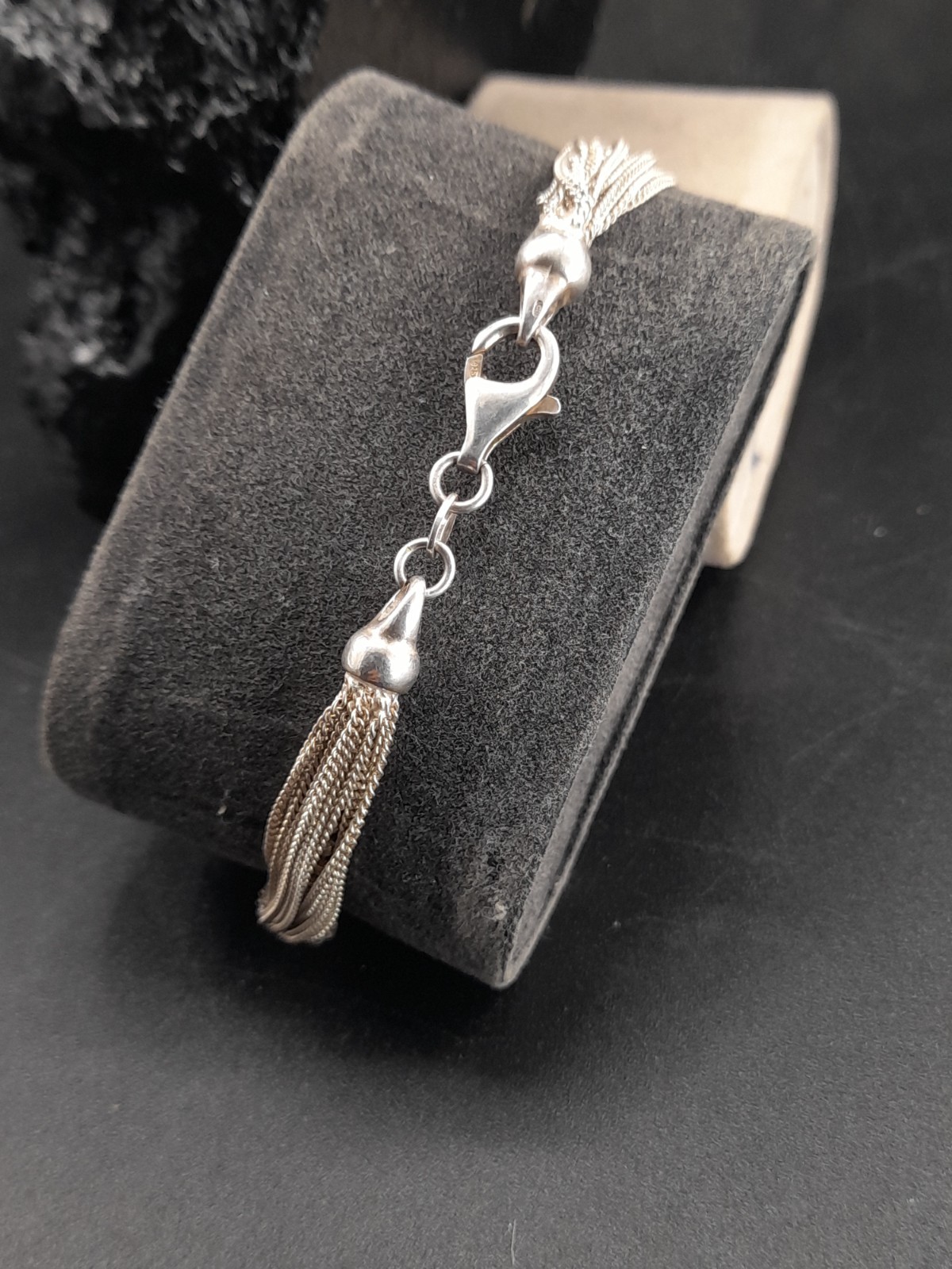 Vintage Heavy Sterling Silver Multi Strand Loveheart Bracelet 8in 16g 1990s image 8