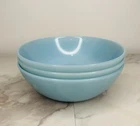 3-Anchor Hocking Fire King Turquoise Blue Serving Bowls 8 in