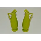 Shawnee Pottery Set of 2 Green Ewer Vases, Shawnee 1168 Pottery Chartreuse Green