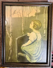 VTG Simon Glucklich Spring Song Blind Girl Litho Post Impressionist Print Old