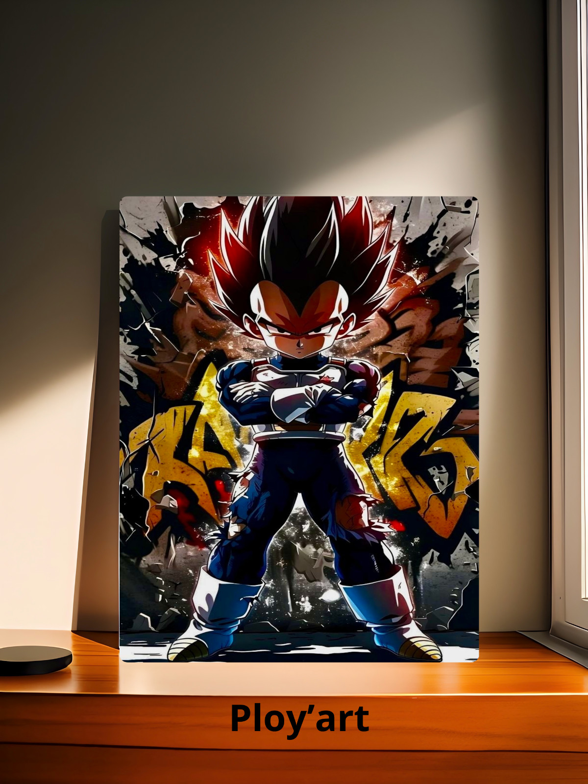 Affiche déco guerrier manga style street art en plaque métallique A4 cadeau ado