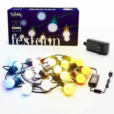 Twinkly Festoon App-Controlled Smart LED Light String 20 AWW Warm/Cool White 