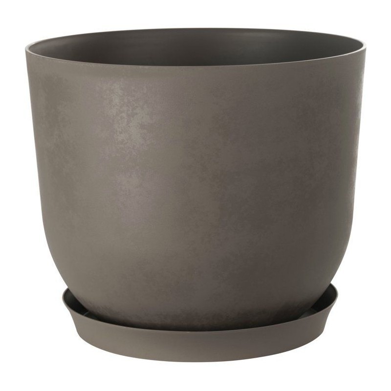 Pot de fleurs rond d'exception GARDEN ID Swing Ø 30 finition texturée tourbe