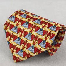 Ermenegildo Zegna 4x58 Mens Tie Silk Equestrian Italy Geometric
