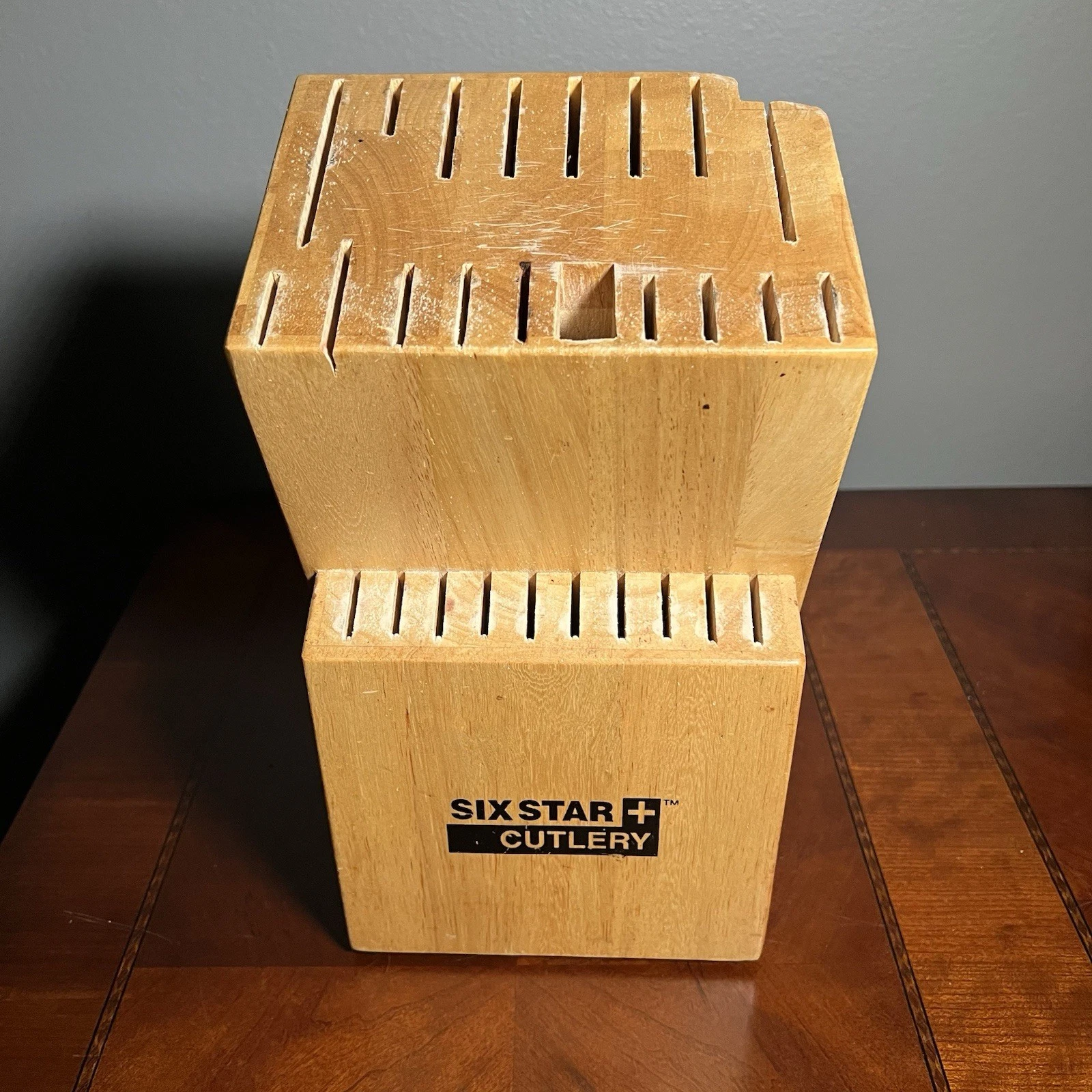 Ronco Showtime Six Star Cutlery 28 Slot Solid Wood Knife Block