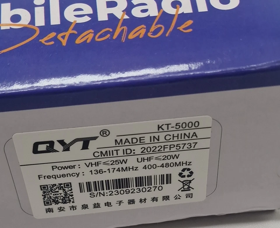 QYT KT-5000 Mini Auto Mobiles Radio Trennbares Panel 25W 10KM VHF UHF Dual Band - Bild 3 von 3