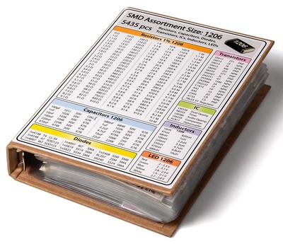 SMD 1206 Resistors, Capacitors and Electronic Components Assortment Book - 54...