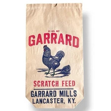 Vintage Paper Feed Sack Chicken Hen Garrard Mills Lancaster Kentucky farmhouse