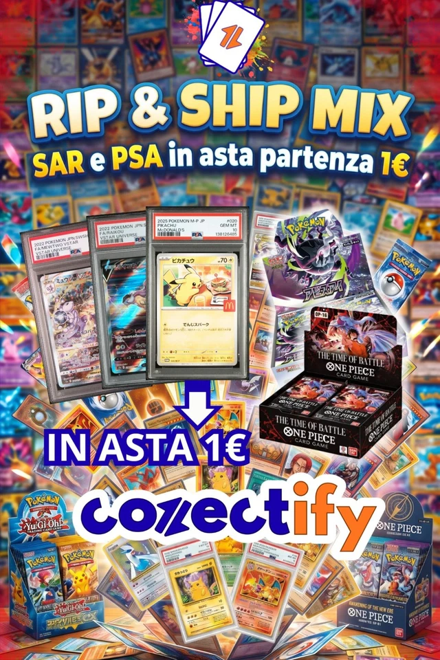 TUTTO ASTE 1€ 🔥 RIP&SHIP MIX E PSA10 IN ASTA!