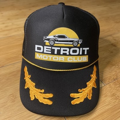 Detroit Motor Club Eggs Low Profile Trucker Hat Black Gold Muscle Car Mesh Snap