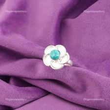 Blue Turquoise Stone Anniversary Band Wife Ring 925 Sterling Silver US All Size