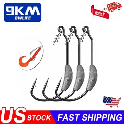 9KM DWLIFE 10Pcs Weighted Swimbait Hooks Jig Head Crank Hooks 2g~9g Soft Bait Worm Hooks