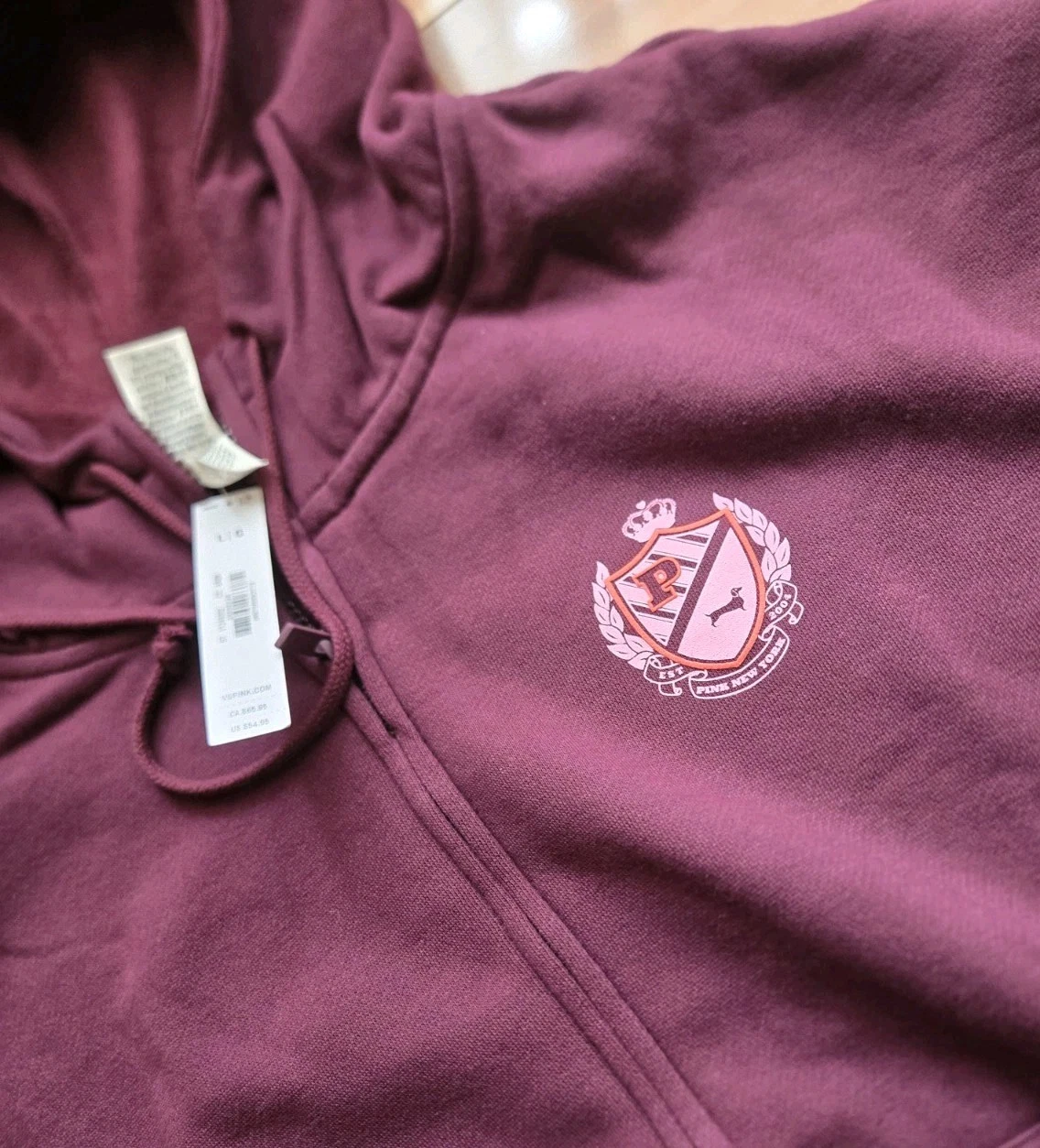 UNDERCOVER Felpa con cappuccio e zip Victorias Secret ROSA campus cane L Wild Rose nuova con etichette