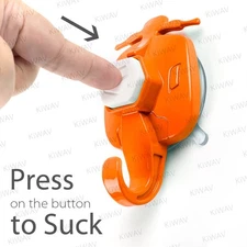 Suction wall hook hanger scooter style white orange removable reusable bedroom