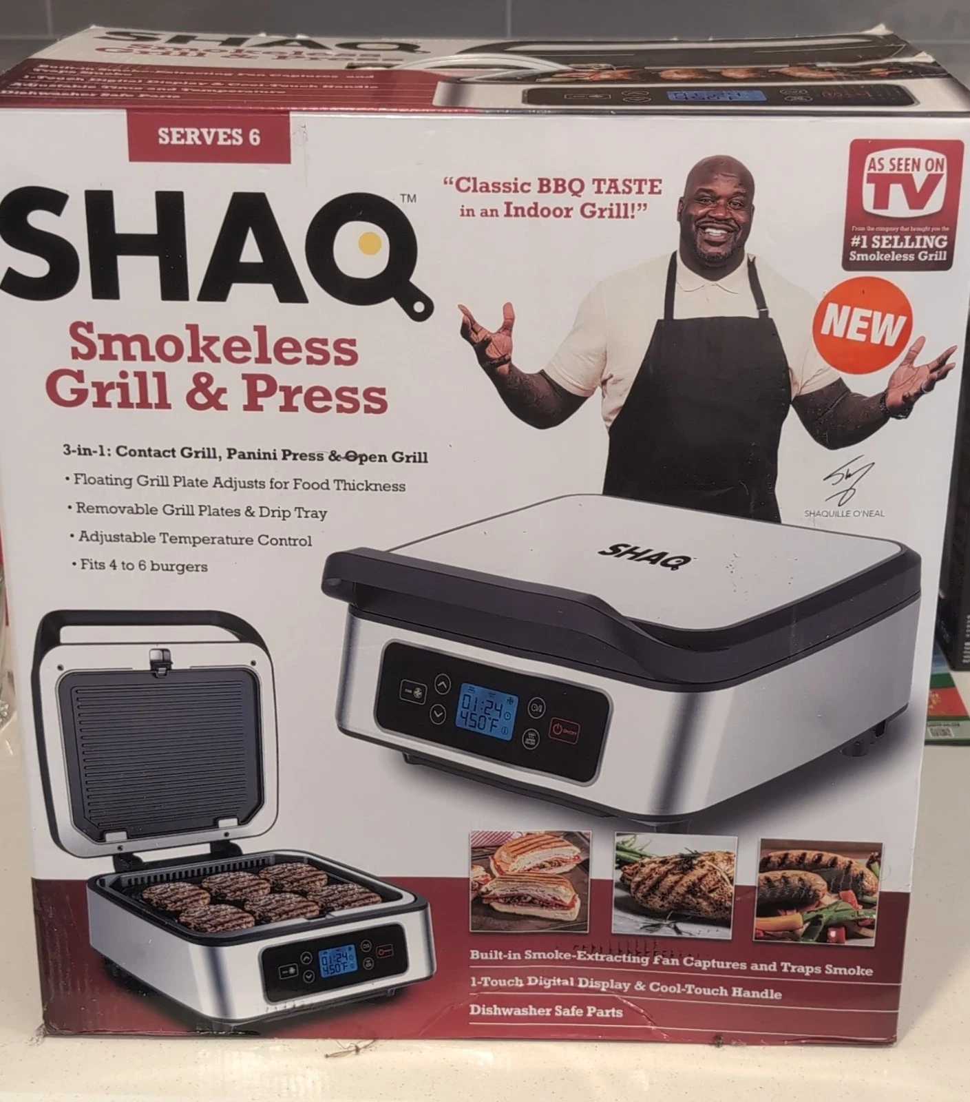 Shaq 3-in-1 Smokeless Grill and Press Indoor Grill Griddle Panini Press New
Opens in a new window or