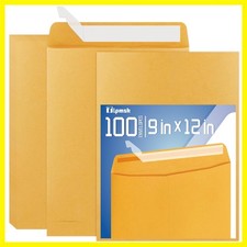 9x12 Catalog Mailing Envelopes - 100 Count, Self Seal Stay Flat Brown Kraft E...
