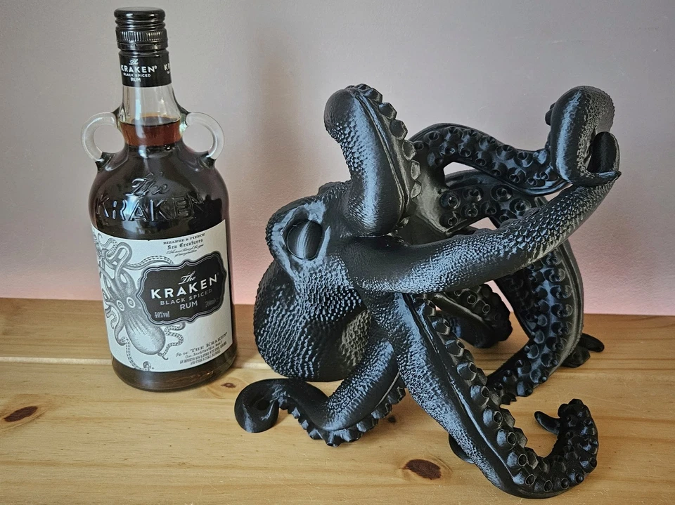 1X Kraken 700ml Rum Bottle Stand holder Black - Image 3 of 3