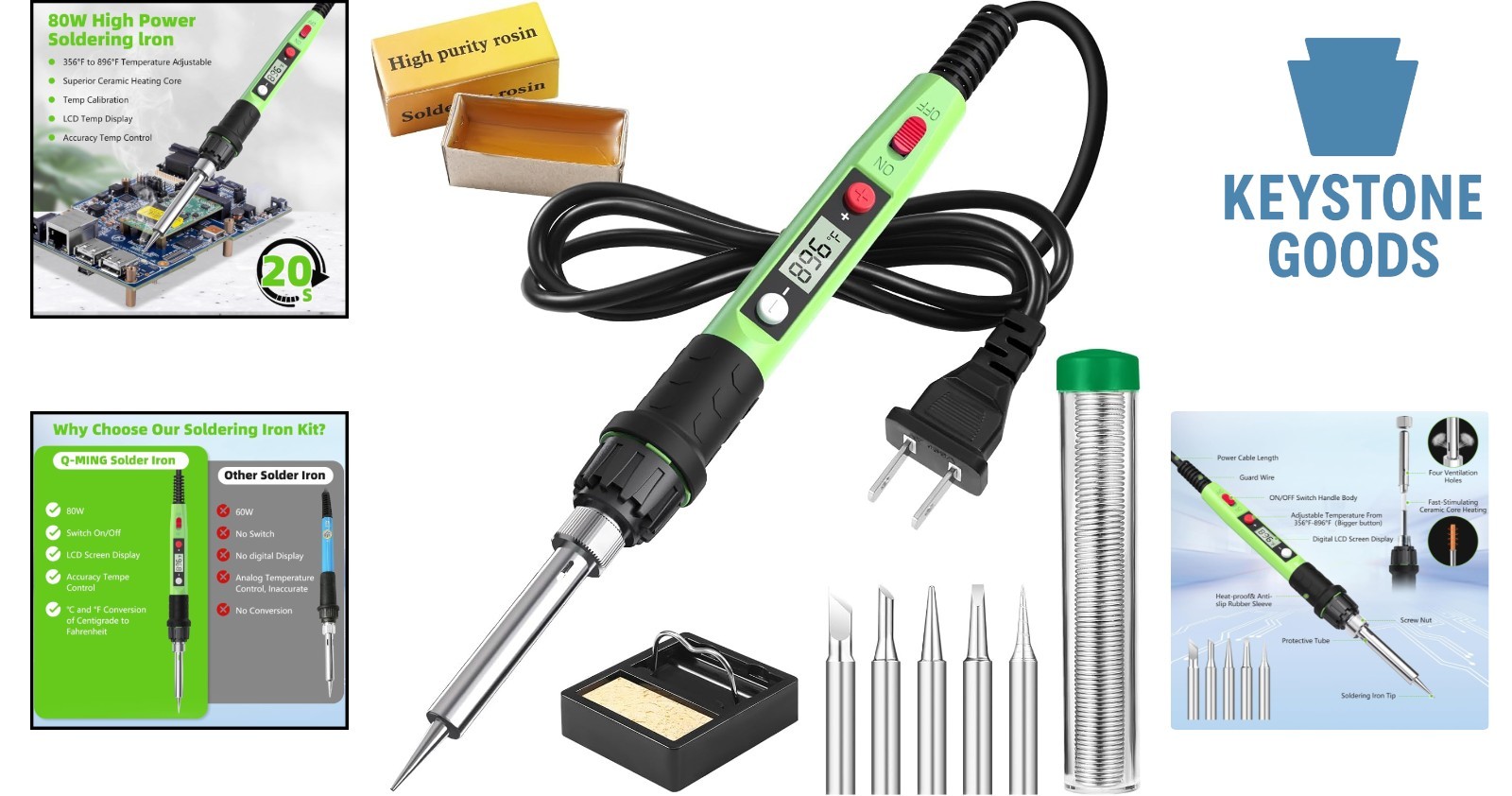 80W LCD Digital Soldering Iron Kit with Tips & Accessories