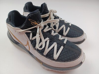 Nike LeBron XVII REACT Low CD5007-101 White Metallic Gold Black Mens Size 8.5
