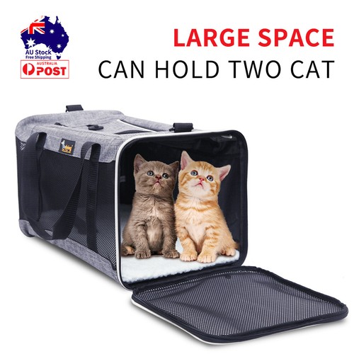 Foldable Pet Carrier Bag Cat Dog Soft Crate Cage Kennel Grey Travel Portable Car - Picture 4 of 13