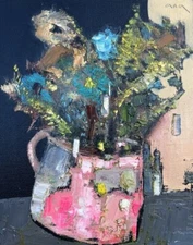 Original abstract painting oil on canvas board 8x10 in by Anastasiya Kimachenko