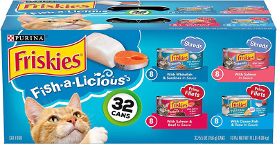 Purina Friskies Wet Cat Food Variety Pack Fish-A-Licious Extra Gravy 32x 5.5 Oz.