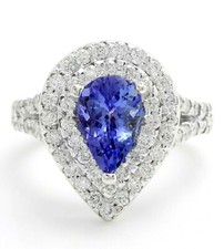 2.65 Carat Natural Tanzanite and Diamonds in 14K Solid White Gold Women Ring
