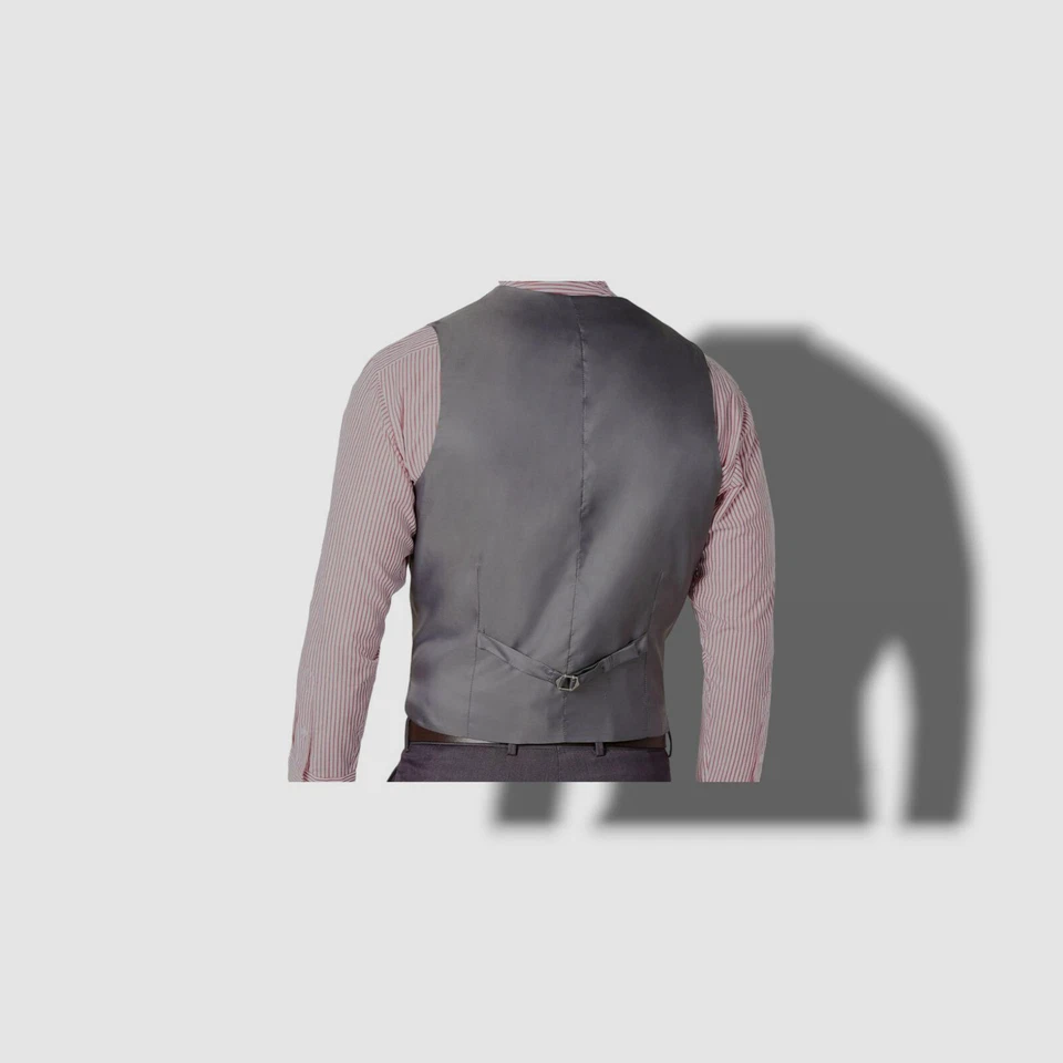 $45 Perry Ellis Portfolio Men Gray Slim Fit Stretch Suit Vest Waistcoat Size XL - Image 2 of 4