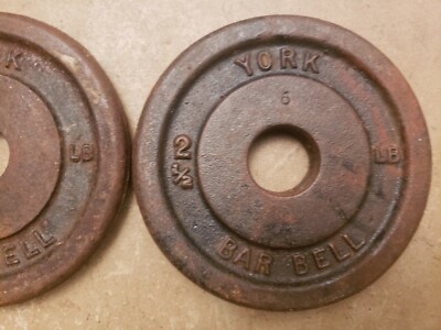 1) RARE vtg YORK BARBELL A Plates 10s Bodybuilding fitness STRONGMAN