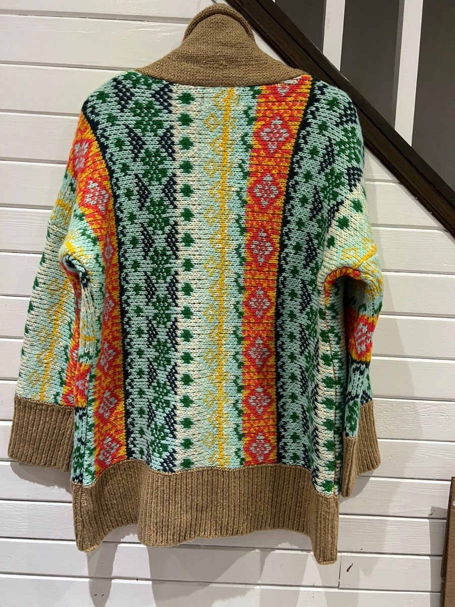 Anthropologie Carlotta Shawl Cardigan Oversized M L green sand