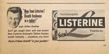 Listerine Antiseptic Tablets Arthur Godfrey Fresh Breath Vintage Print Ad 1963
