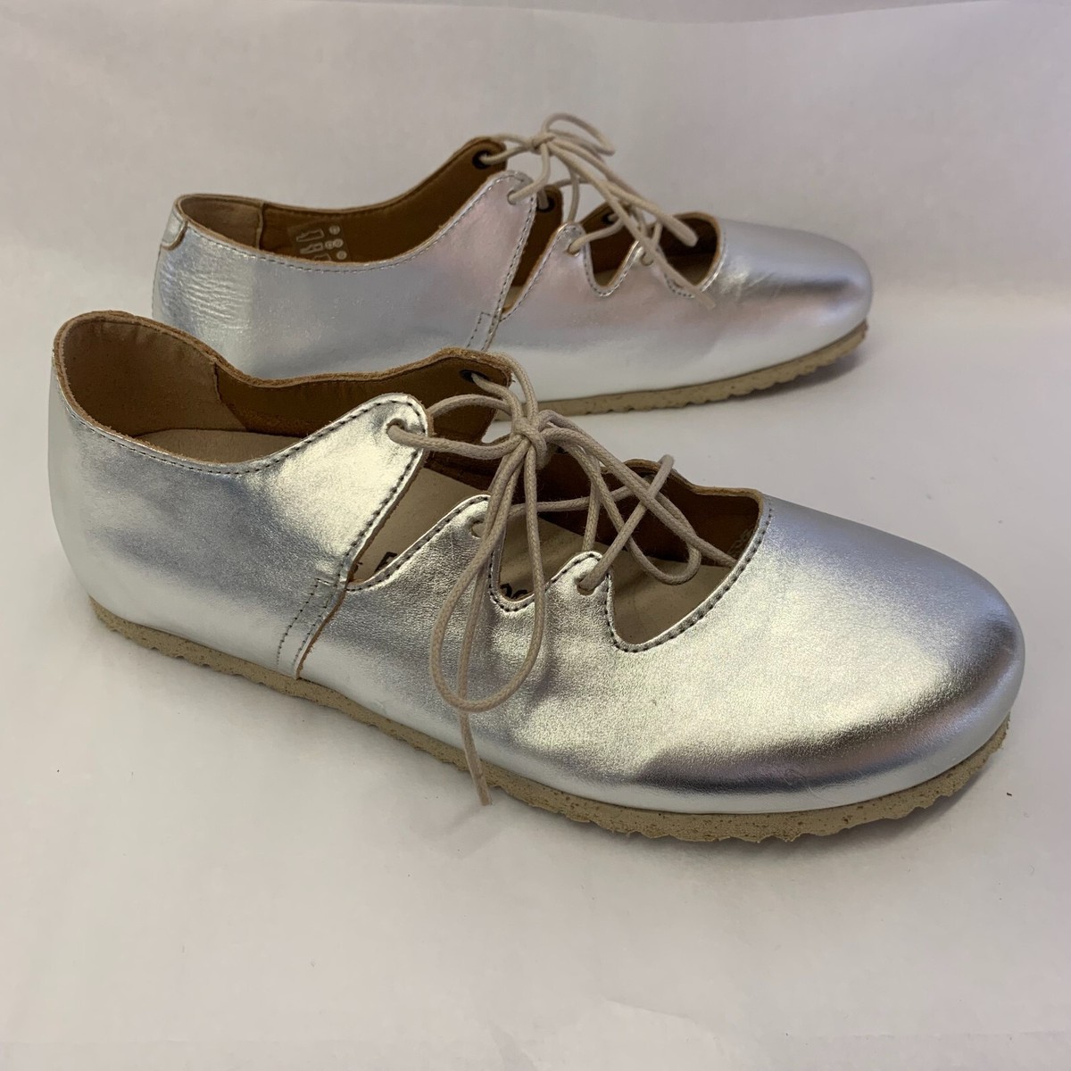 Birkenstock New with Box Rye Silver Natural Leather Narrow