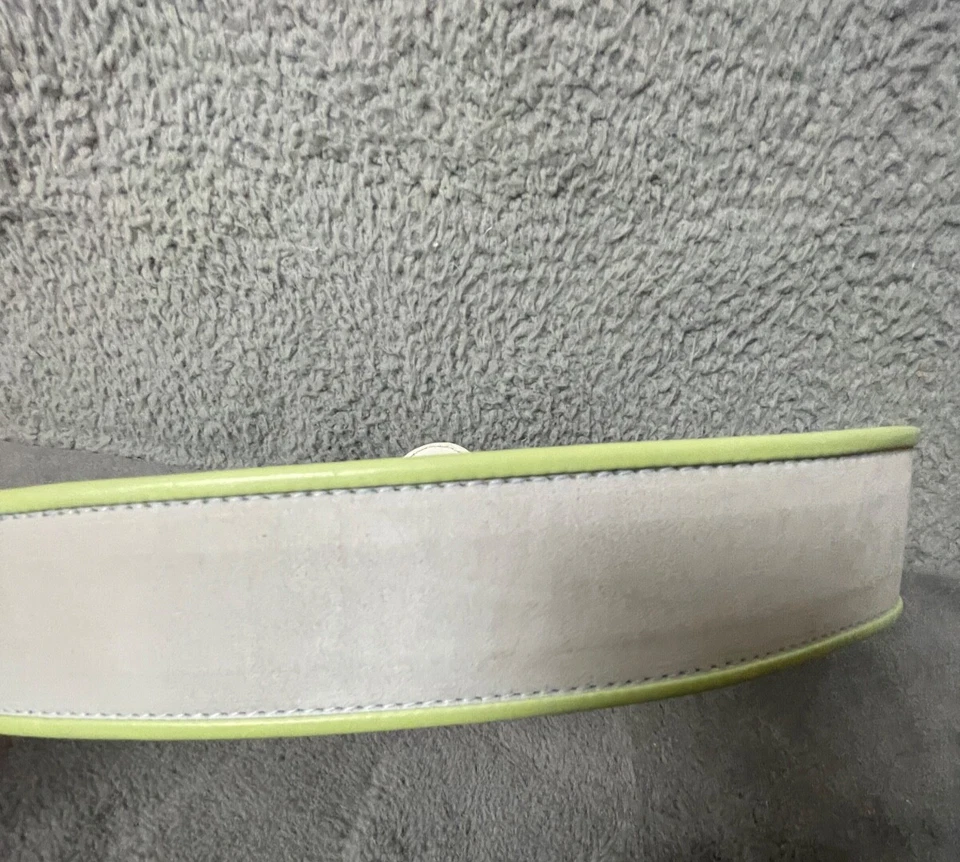Escada Belt Leather Womens 38 Pale Blue Suede Green Leather Trim Hook Latch - Image 3 of 4