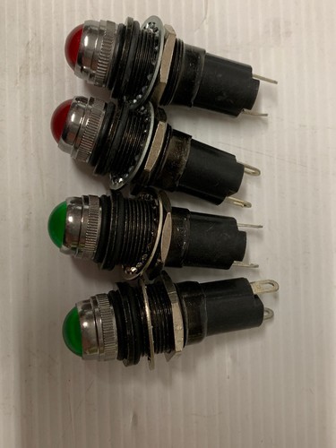 Dash Warning Light Red x 2 Green x 2 Hot Rod Rat Rod Industrial 5/8 12V NOS - Picture 3 of 6