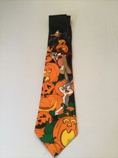 Halloween Men's Neck Tie Bugs Bunny Tasmanian Devil, Daffy Duck Looney Tunes