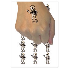 Cute Skeleton Waving Temporary Tattoo Water Resistant Fake Body Art Set