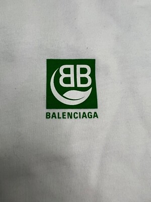 【BALENCIAGA】Logo boxy short sleeve T-shirt/全国送料込み Balenciaga Natural Green Graphic Logo Boxy Short Sleeve