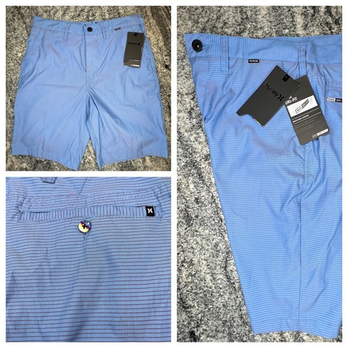 Hurley Nike Dri-Fit Harry Chino Shorts Men’s Size 31 Striped Blue New 46V