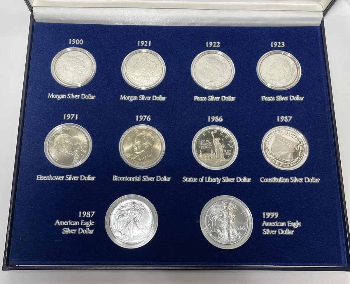 American Silver Dollars of the 20th Century Boxed set of 10 Silver Dollars