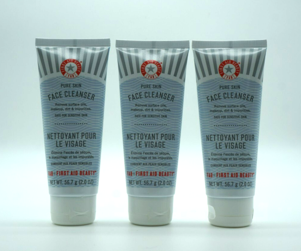 SET OF 3 FAB First Aid Beauty Pure Skin Face Cleansers 2 oz NEW SEALED