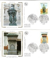 3441/2+ FDC 2  ENVELOPPES  1er JOUR SUR  SOIE   EMISSION COMMUNE  FRANCE / MAROC