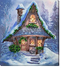 DIY Bead Embroidery Needlepoint Kit "When winter blows cold " Stitching Handmade
