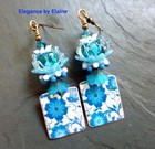 Teal Turquoise Flower & Flower Drops Handmade Earrings Florals Mother's Day Gift — photo 1