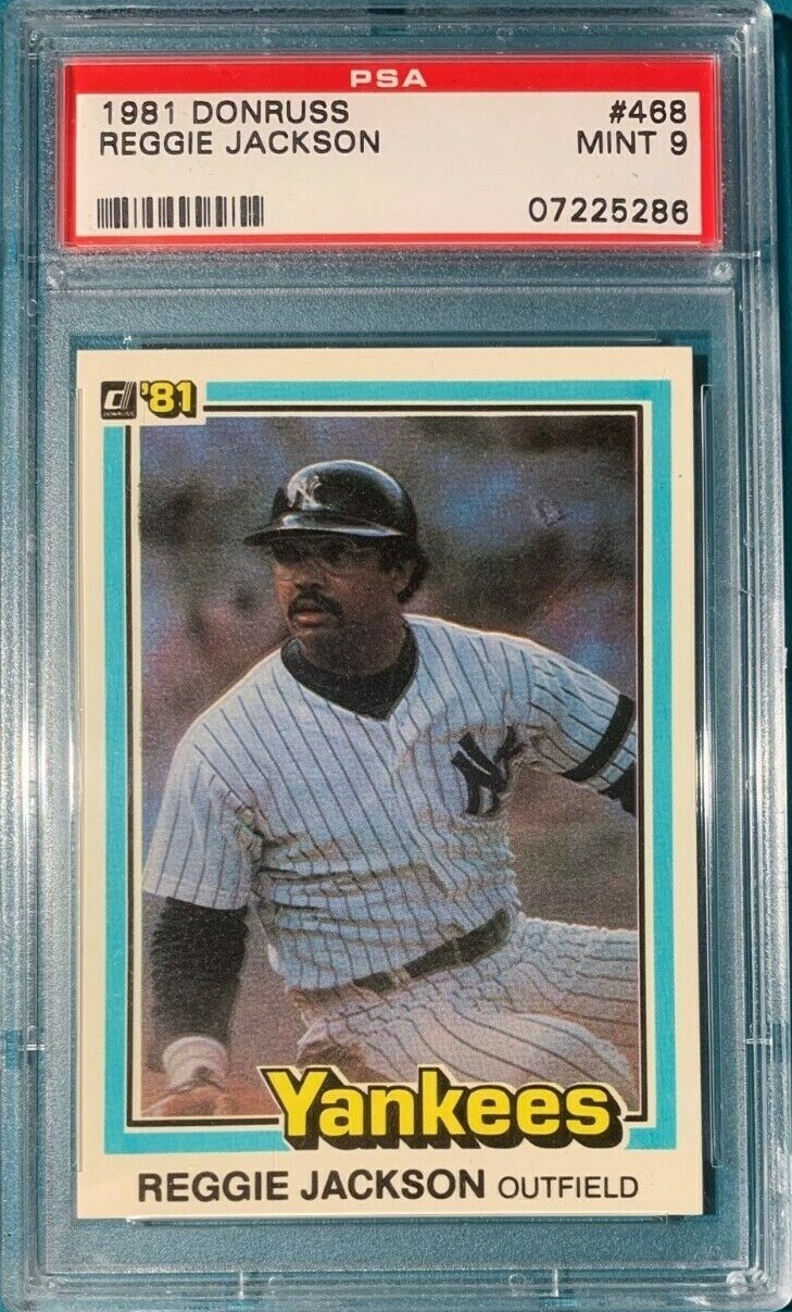1981 Donruss Baseball #468 Reggie Jackson PSA 9 Nicely Centered