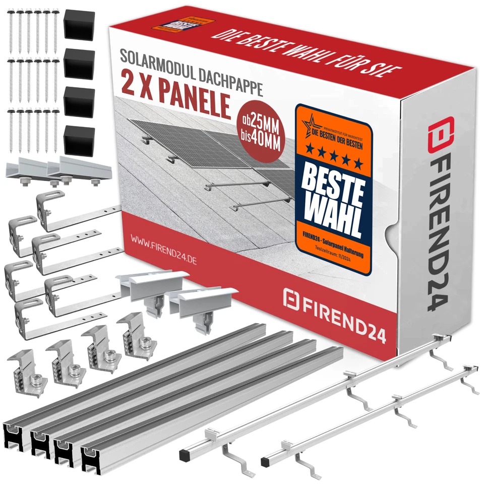 FIREND24 2x PV Montage Set Halterung DACHPAPPE Photovoltaik Ziegeldach Solarpanel 0%