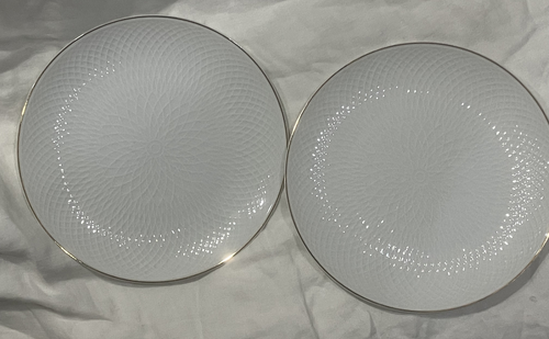 Set of 2 Nikko New Century Orbit Gold 8.5" Embossed Accent Plates NEW
