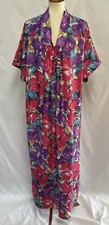 Vintage Carriage Court Small Colorful Floral Half Zip Caftan Robe House Dress